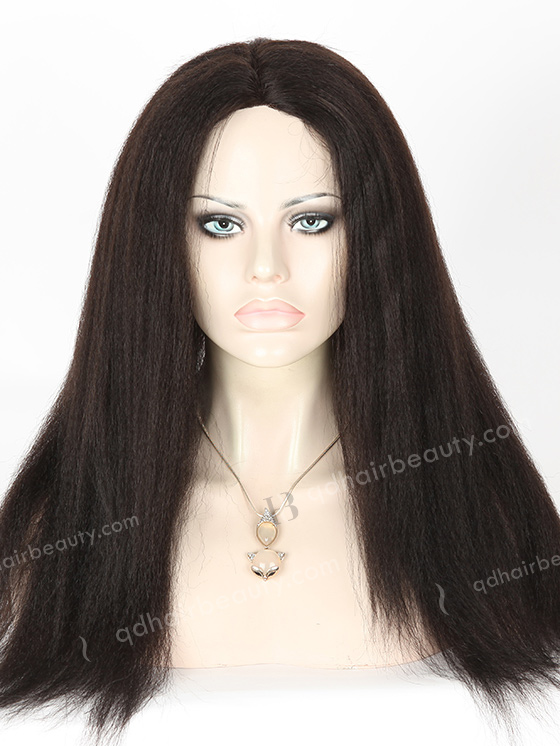 In Stock Indian Remy Hair 18" Kinky Straight 1b# Color Full Lace Glueless Wig GL-01034